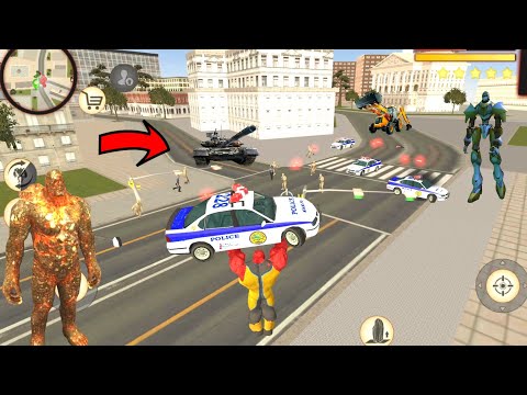 Stone Giant Rope Hero (Red Stone Man Fight Police Car) Police Jeep Car Blast - Android Gameplay HD