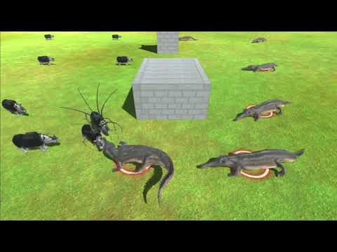 8 Steelnoceros in night vs all units - Animal Revolt Battle Simulator