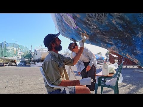 Osmosis Blister Repair and Hand Painting Our Hull (Roll and Tip Method) - Free Range Sailing Ep 69