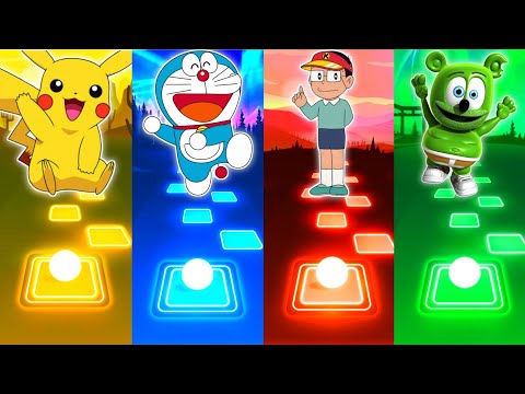 Pikachu vs Doraemon vs Kiteretsu vs Gummy Bear - Tiles Hop EDM Rush