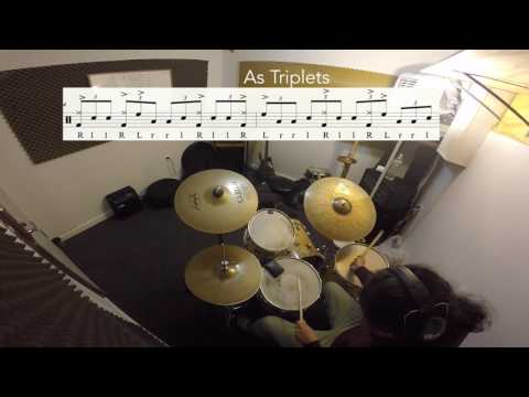 Drum Lesson - Phrasing with Rudiments #21 -  Inverted Paradiddles as triplets