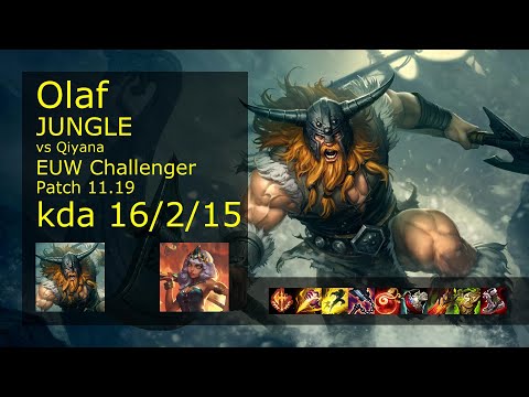 Olaf Jungle vs Qiyana - EUW Challenger 16/2/15 Patch 11.19 Gameplay