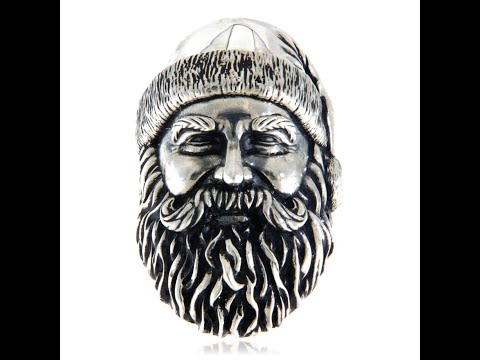 Ghiul Masiv Barbatesc Argint 925 Lucios Oxidat Mos Craciun - Santa Claus