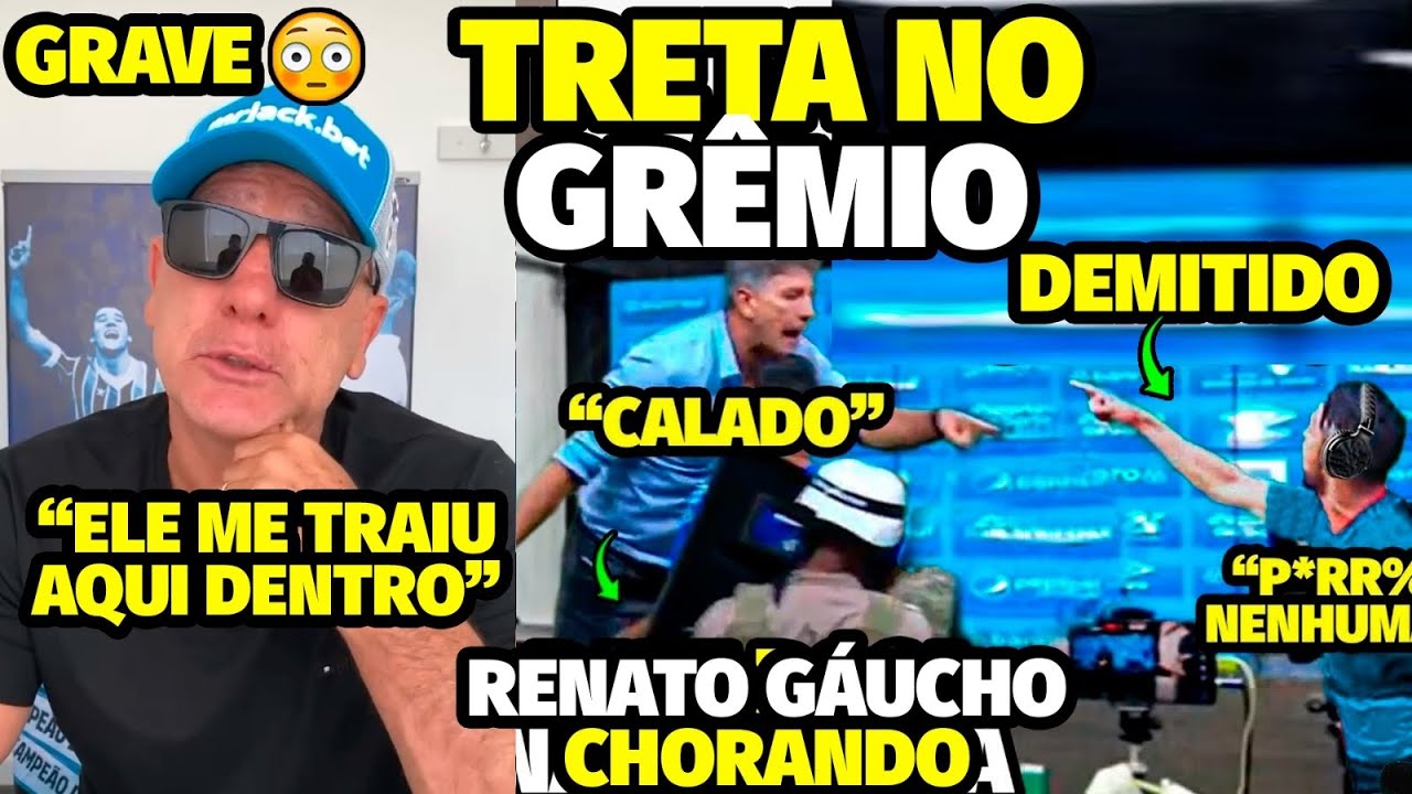O CHORO DESESPERADOR DE RENATO GAÚCHO APÓS SER HUMlLHAD0 AO VIVO E DEMITIDO COM TRETA NO GRÊMIO