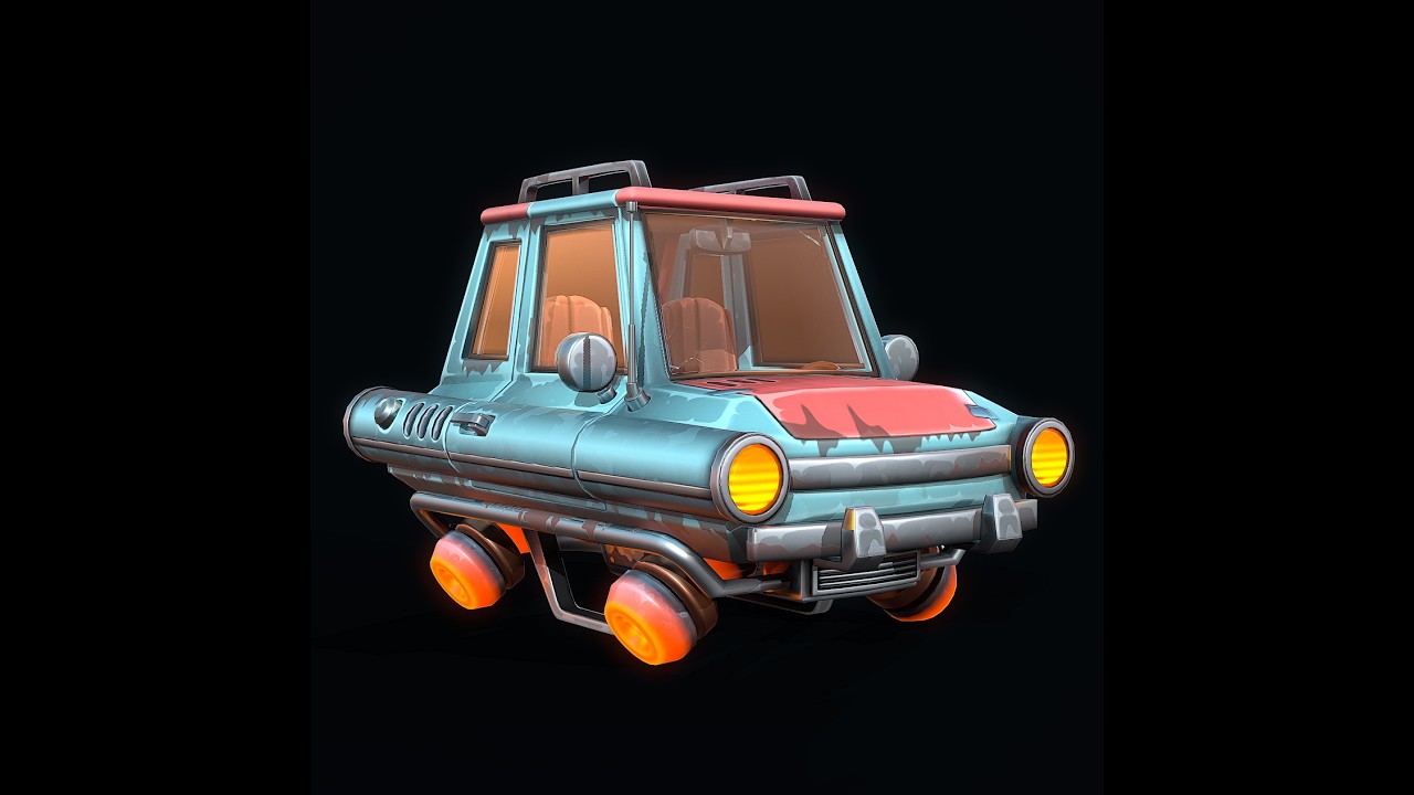 Stylized Retro-Futuristic Car 3D Model