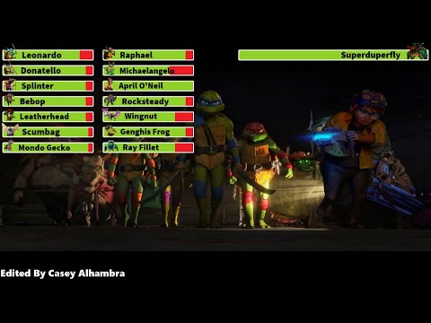 Teenage Mutant Ninja Turtles: Mutant Mayhem (2023) Final Battle with healthbars 1/2
