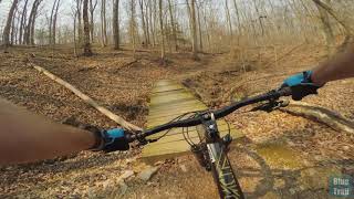 Lap around the Blue Trail, showing drops and jump line.