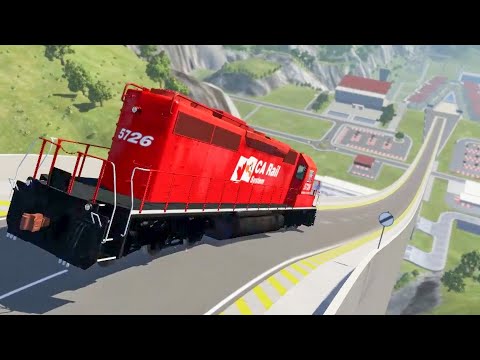 High Speed Train Jumps #2 Train Games BeamNG Drive Crashes
