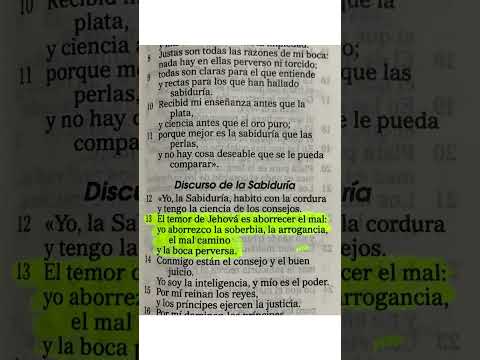 El temor de Jehová es aborrecer el mal  Proverbios 8 : 13