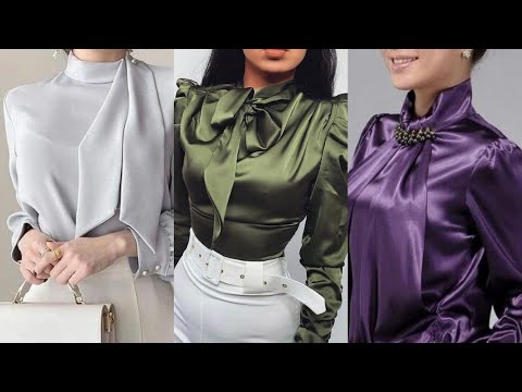 Stylish satin silk blouse & tops outfit idea for...
