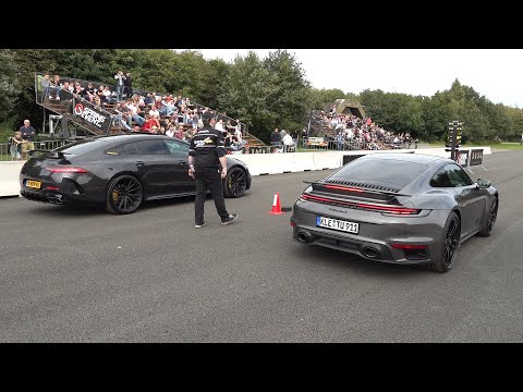 Thumbnail for Mercedes-AMG GT63 S 4Matic+ vs Porsche 992 Turbo S by Mercedes-AMG, Ferrari, Supercar, Porsche 992, Porsche, Porsche 991, Mercedes-AMG GT, Car