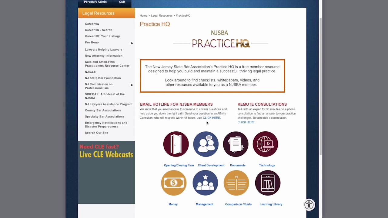 Tour the NJ State Bar Association's PracticeHQ