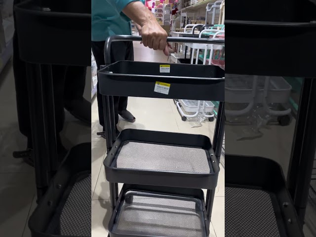 سلة تخزين حديد اسود 3 دور بكفرات 42*32*14 سم