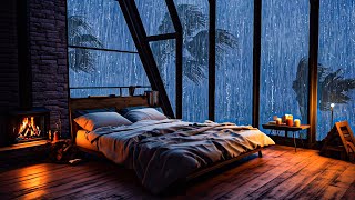Rain Sounds and Thunder outside the Window in the Foggy Forest - Stormy Night for Good Sleep