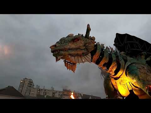 Dragon de Calais inauguration du front de mer et feux d'artifice du 14 Juillet 2021