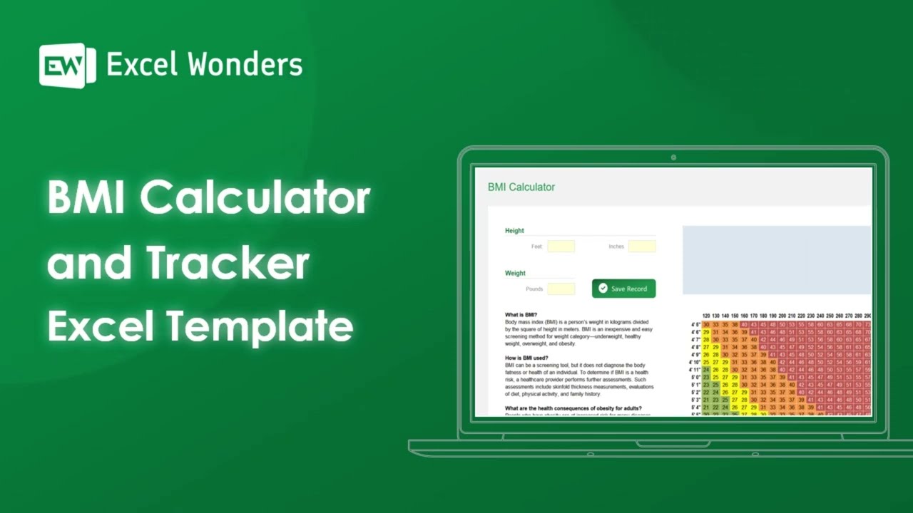Keep Track of your BMI with Excel - BMI Calculator and Tracker Excel Template