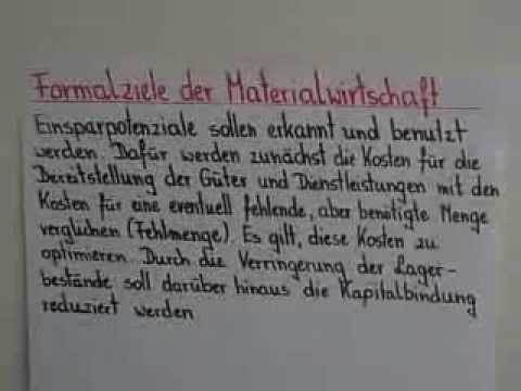 BWL-GRUNDLAGEN: Formalziele der Materialwirtschaft