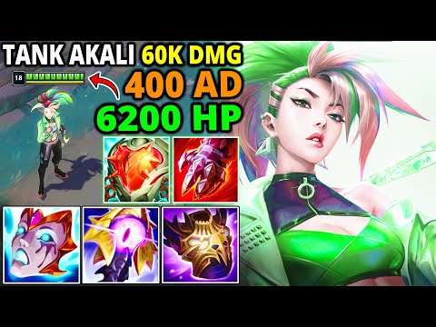 TANK AKALI with 6200 HP and 400 AD is Insane - INFINITE Stats Value (60,000 DAMAGE)