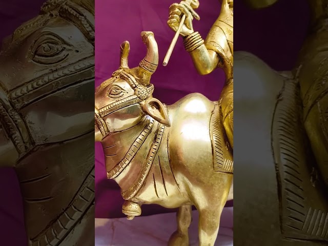 Hindu Dharma Goddess Shailaputri Mata Idol Statue in Brass video