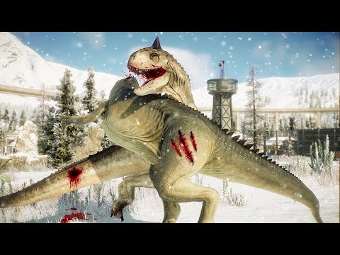 5x CARNOTAURUS vs ALLOSAURUS vs SCORPIOS REX vs INDORAPTOR - Jurassic World Evolution 2