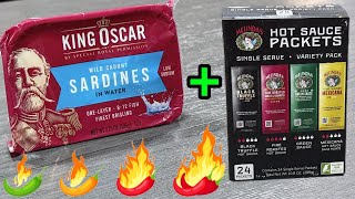 King Oscar SARDINES in water + Melinda's Hot sauces 🔥🌶️