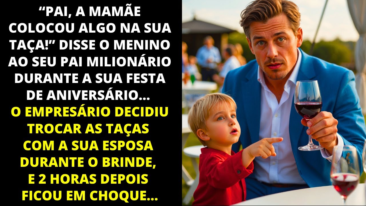 "PAPAI, A MAMÃE COLOCOU ALGO NA SUA TAÇA!"  DISSE O MENINO AO SEU PAI MILIONÁRIO DURANTE SUA FESTA