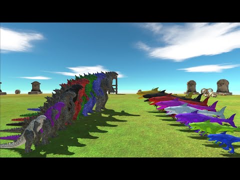 TEAM GODZILLA 2021 VS TEAM KINGSHARK - Animal Revolt Battle Simulator