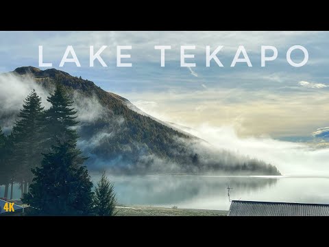 Caminhada pelo centro da cidade de Lake Tekapo 2023 | Um dia chuvoso | Inverno na Ilha do Sul | Excursão a pé pela Nova Zelândia 4K