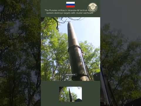 The Russian army's Iskander-M tactical missile system destroys targets with cluster warheads