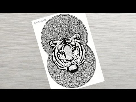 Tiger mandala art for Beginners with measurements Mandala drawing step by step doodle art
