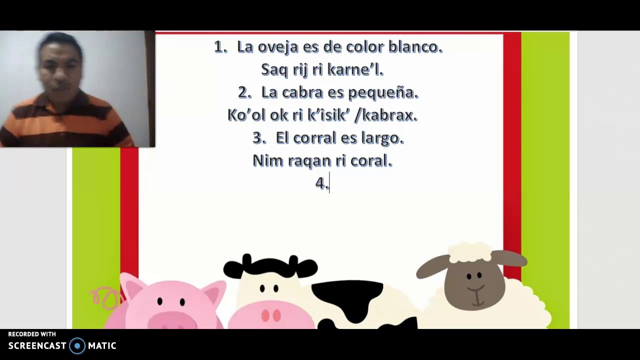 Oraciones/descripciones con animales de la granja.