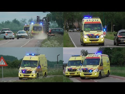[Vliegt bijna uit de bocht] A1 Ambulances 21-112 en 21-127 met spoed naar een ongeval in Lithoijen