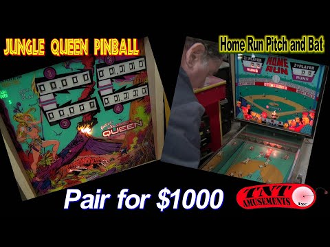 Gottlieb JUNGLE QUEEN Pinball and HOME RUN Pitch and Bat--WHO would want these? -TNT Amusements