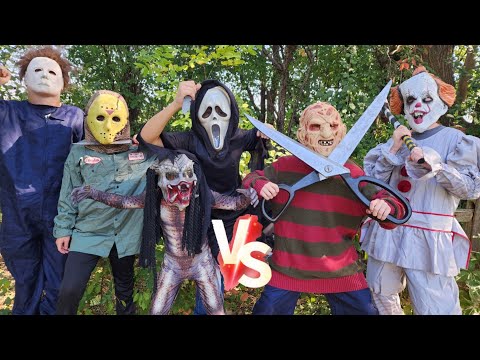 JASON VOORHEES VS MICHAEL MYERS VS PREDATOR VS LEATHERFACE VS PENNYWISE VS GHOSTFACE DEATH MATCH