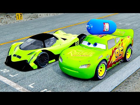 Lightning McQueen NOS Edition vs Devel Sixteen Green Edition - Drag Race 10 KM