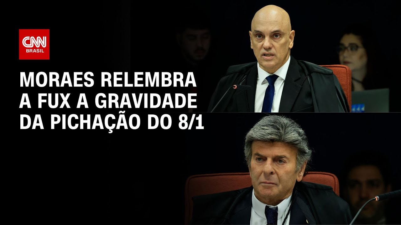 Alexandre de Moraes relembra Luiz Fux a gravidade da pichação de 8/1 | BASTIDORES CNN