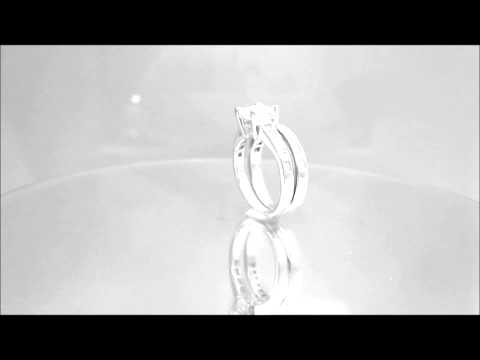 18K WHITE GOLD PRINCESS CUT DIAMOND ENGAGEMENT RING AND BAND DECO STYLE 2.20CTW - KNR INC - 419