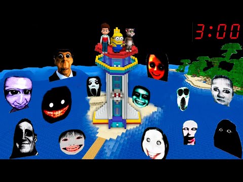 SURVIVAL ISLAND PAW PATROL BASE WITH 100 NEXTBOTS in Minecraft   Gameplay Coffin Meme Minions