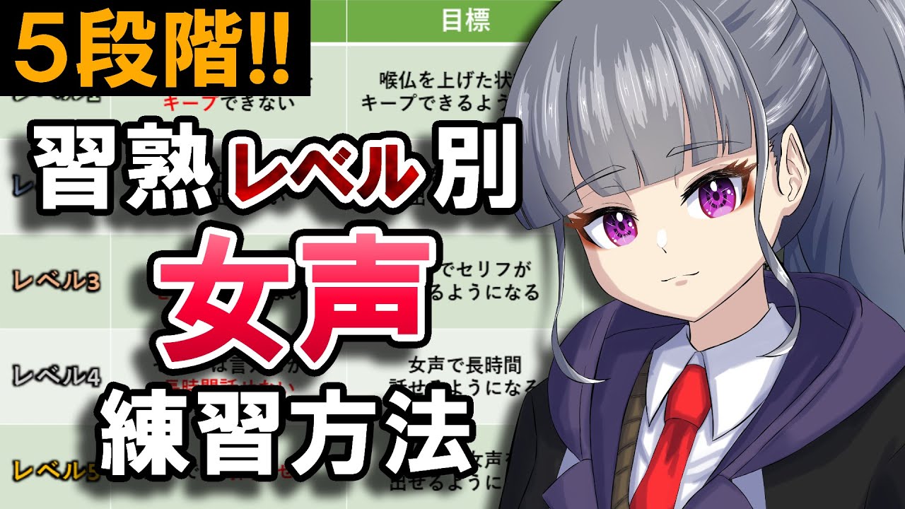 【女声講座】あなたはどれ？5段階の習熟度別、女声の練習方法！【両声類/女声出し方】