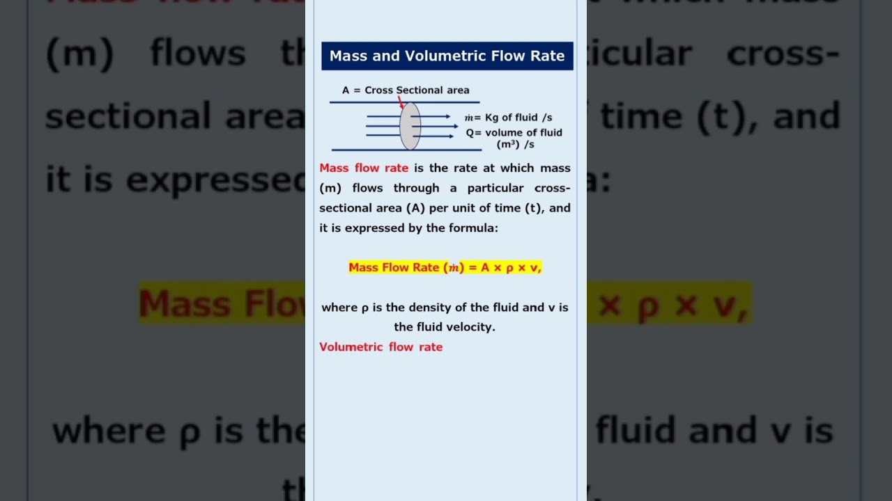 Mass Flow rate and Volumetric Flow rate #physics #chemicalengineering #civilengineering #mechanical