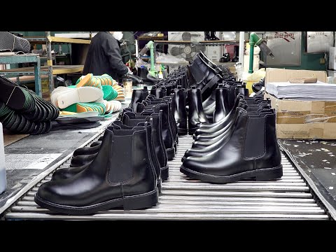 Chelsea Boots Manufacturing Process. 50 Year Old Korean Shoe Mass Production Factory