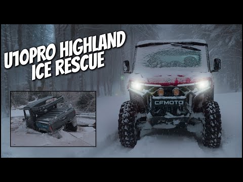 U10 PRO HIGHLAND saves UTV after breaking through thick ice | icy trail ride!