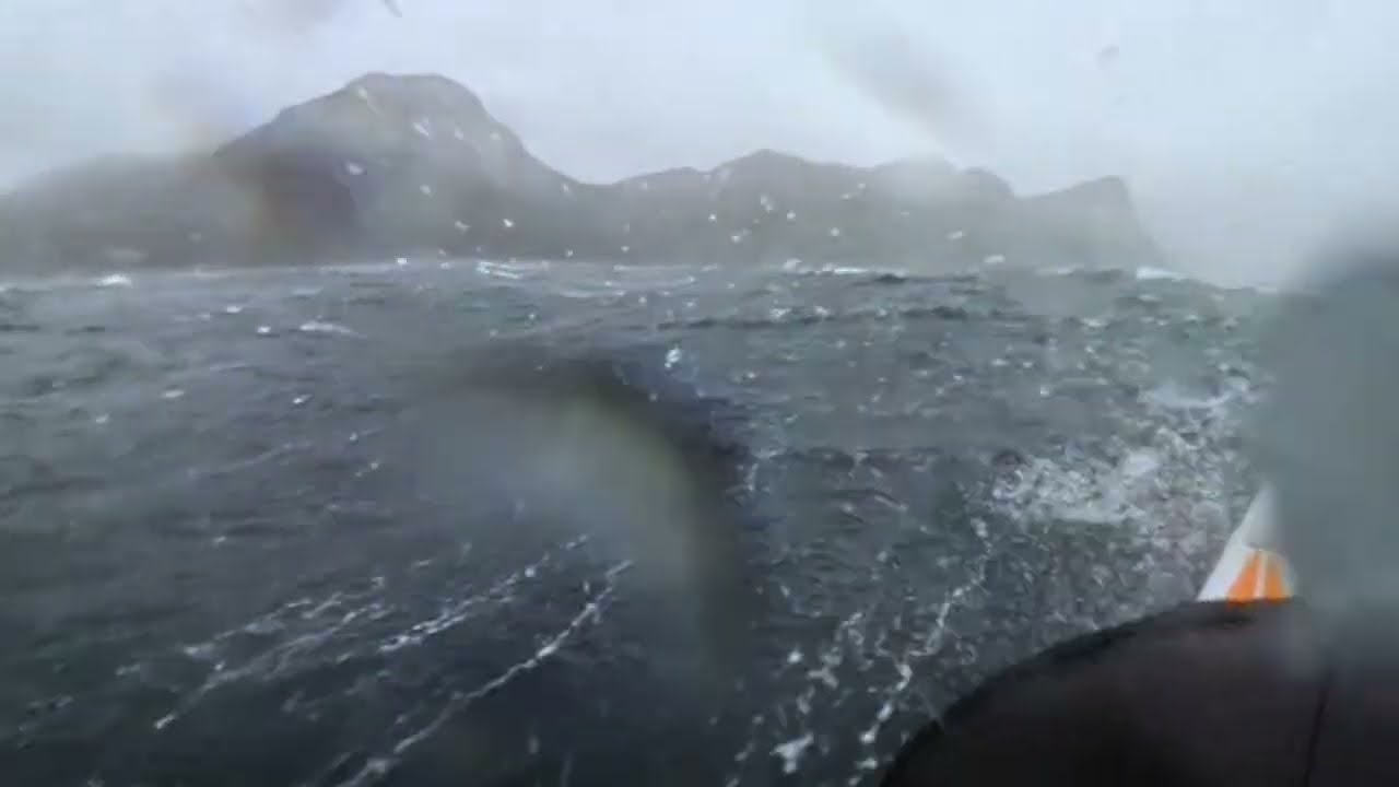 NOT FOR THE INEXPERIENCED! Surfskiing in a storm. Surfskis are made for this!