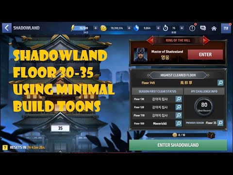 ALTERNATIVE TOONS (MINIMAL BUILD) FOR SHADOWLAND STAGES 30-35