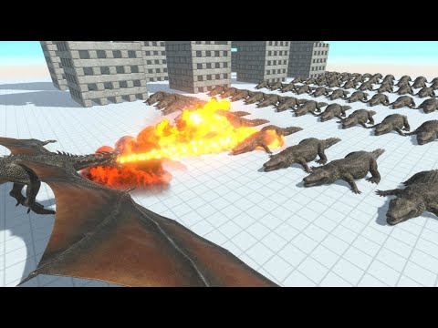 DRAGON vs 100 REPTILES Animal Revolt Battle Simulator