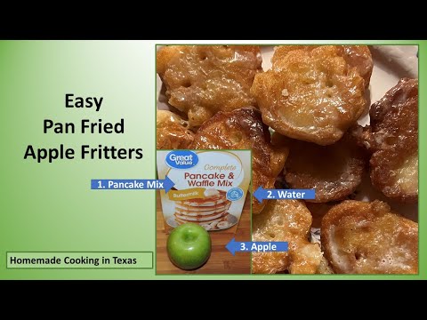 1 apple & 1 cup of pancake mix, for apple fritters recipe quick and easy.