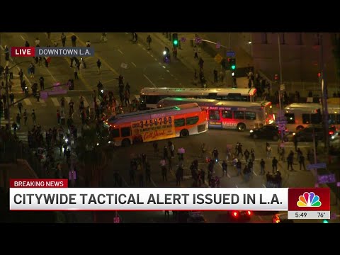 LAPD issues dispersal order after protesters block streets, buses