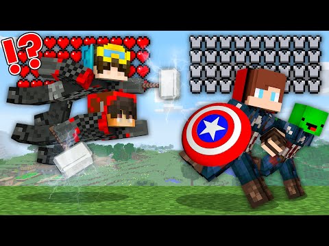 CAsh & Nico got SUPER POWERS TORS and JJ & Mikey ARMORED CAPTAIN AMERICA - in Minecraft - Maizen