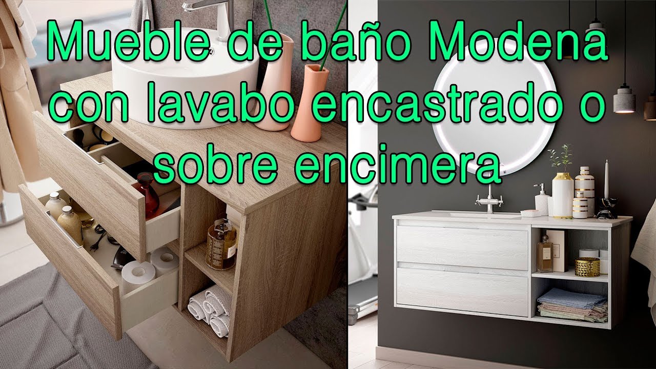 Mueble de baño Modena con encimera encastrada o con lavabo sobre encimera