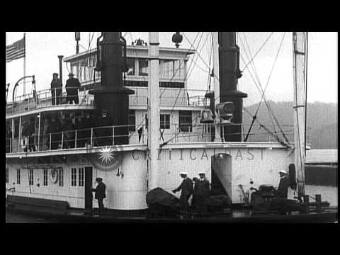 President and Mrs. Herbert Hoover aboard the U.S. Greenbrier on Mississippi River...HD Stock Footage